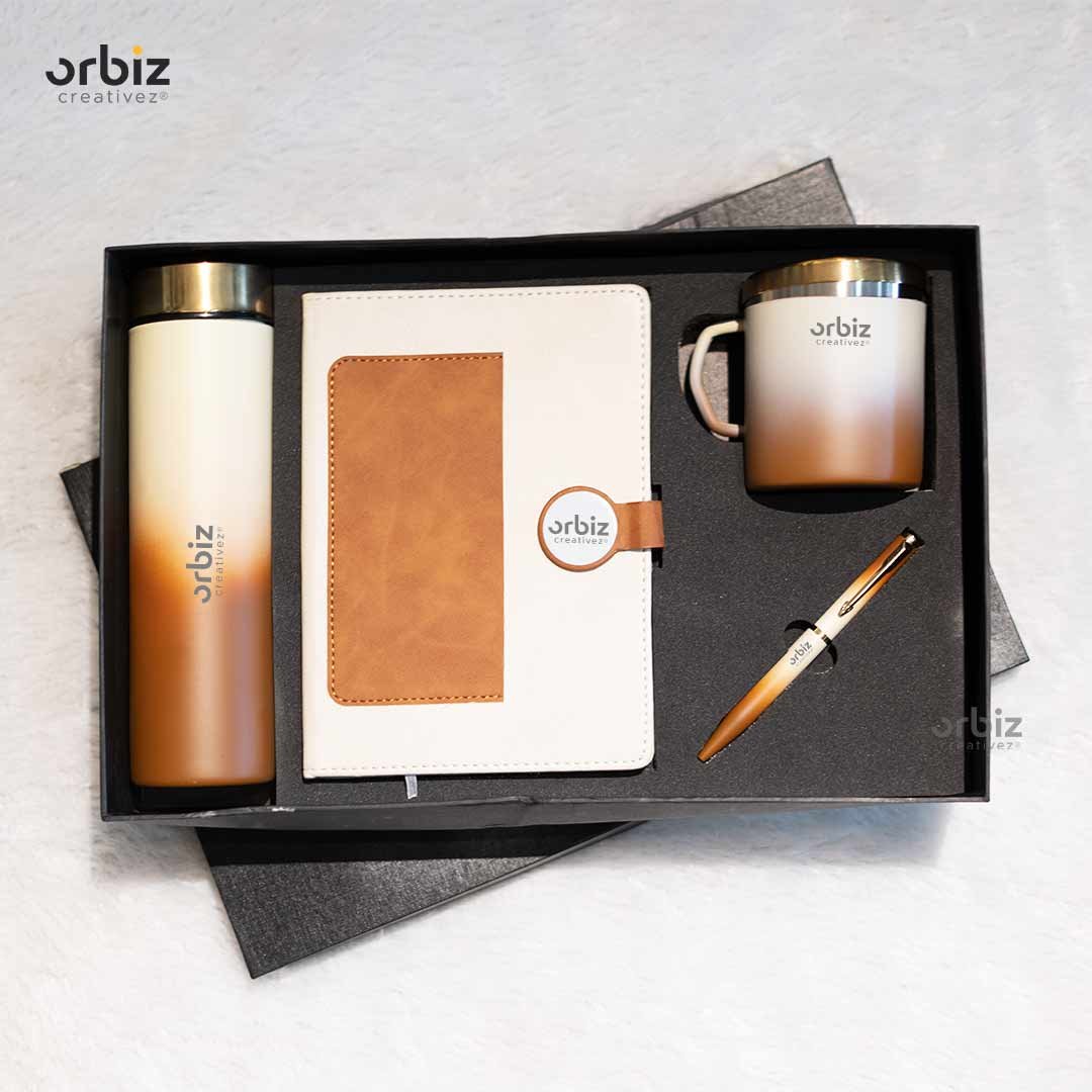 Orbiz bottle, notebook, mug and pen premium gift set